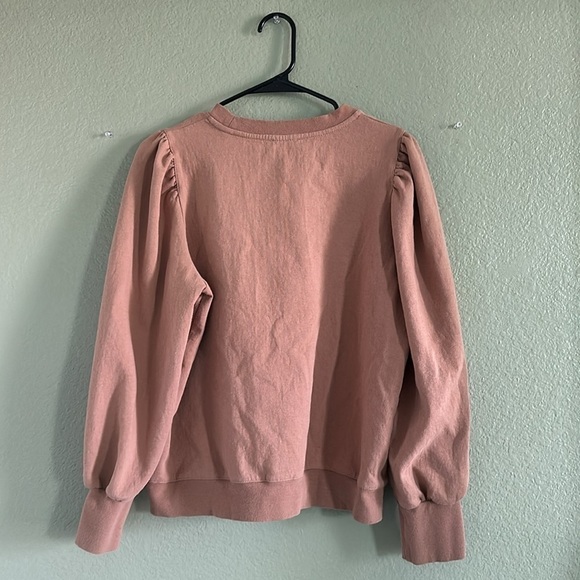 MOD REF Tan Pullover Puff Sleeve Sweatshirt Size L - Picture 3 of 7